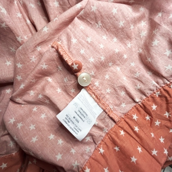 Madewell Blouse Top Shirt Wrap Peach Scatter Star Print Crossover Waist Tie - Picture 10 of 13